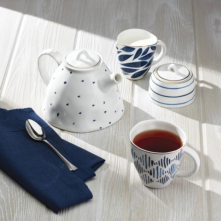 Lenox Piece Blue Bay - Set Da 4 Tazzine Da Espresso Con Piattini In Porcellana - Collezione Blue Bay, Blu