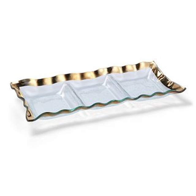 Annieglass Ruffle 3-Section Tray