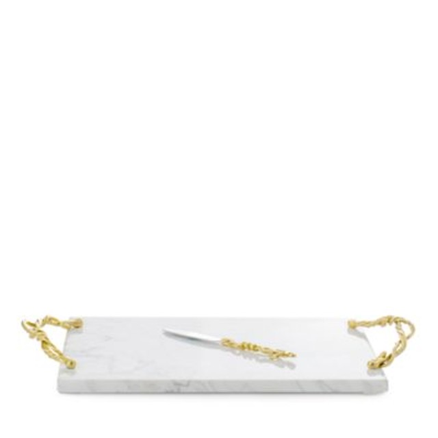 Michael Aram Wisteria Gold Cheese Board with Knife
