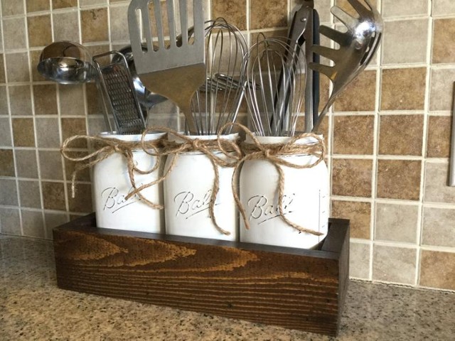 Rustic Kitchen Decor, Utensils Holder,...